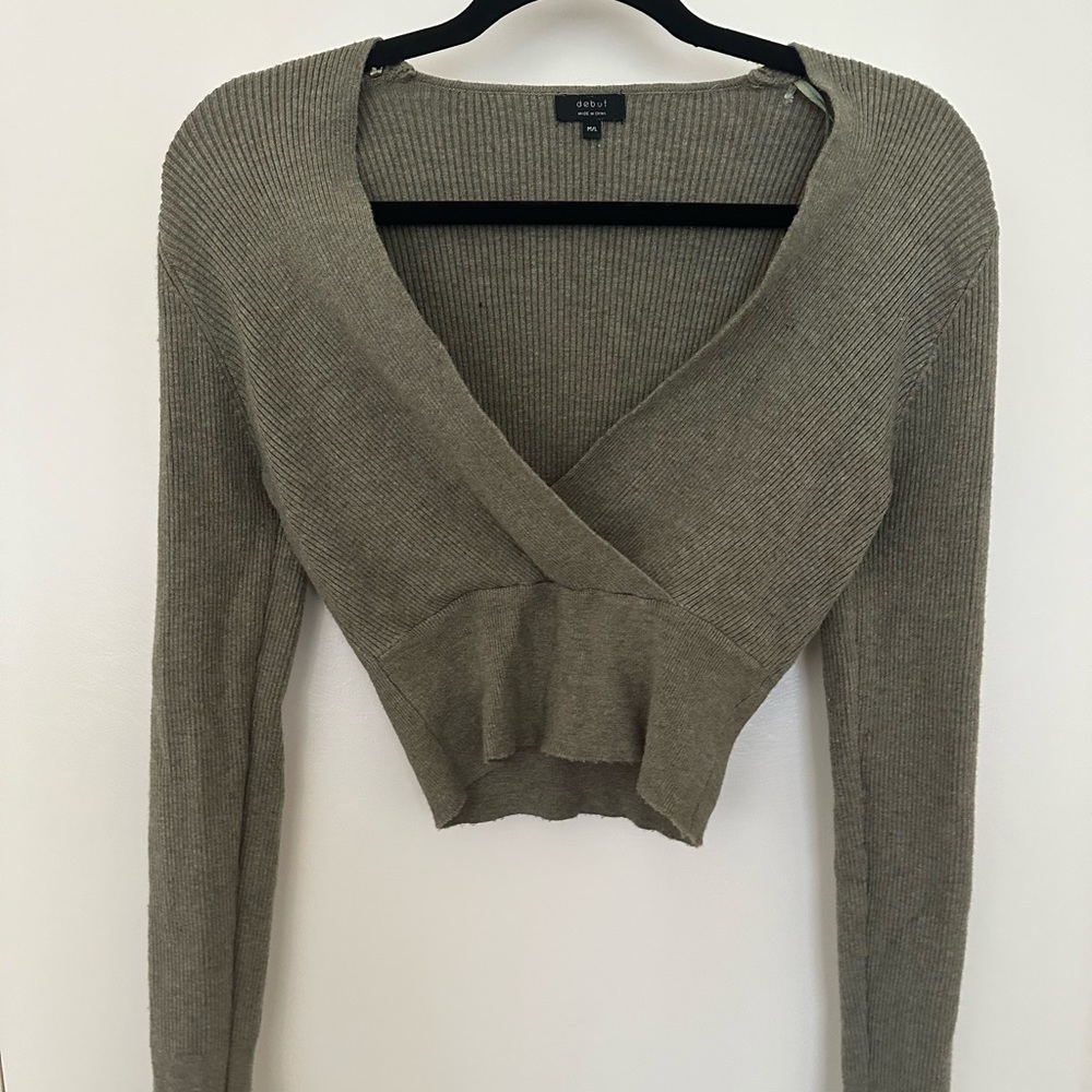 Debut long sleeve ribbed green top size M/L